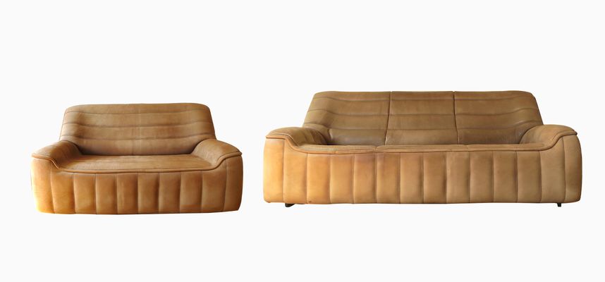 Ds 84 Buffalo Neck Leather Sofas From De Sede 1970s Set Of 2