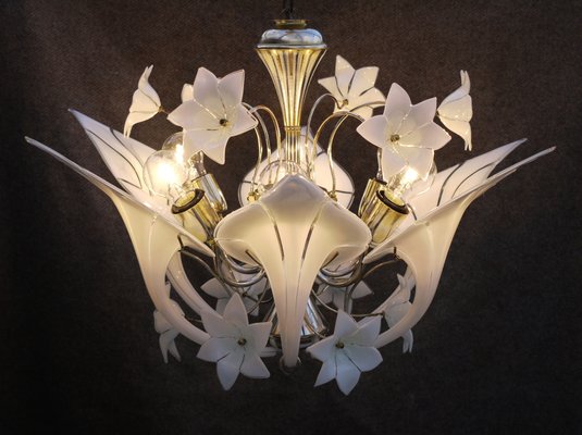 Italian Canna Lily Chandelier By Murano For At Pamono Italian Canna Lily Chandelier By Murano
