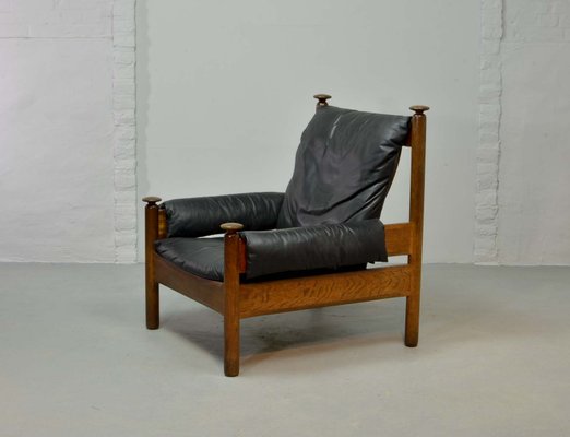Black Leather Scandinavian Lounge Chair 1960s For At Pamono Black Leather Scandinavian Lounge Chair 1960s 1