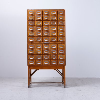 Tall Hungarian Industrial Library Card Cabinet 1950s For Sale At