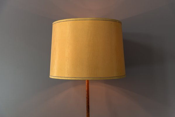 Vintage Austrian Leather Covered Brass, Leather Wrapped Floor Lamp