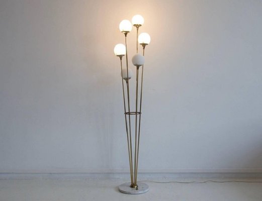 Mid Century Italian Brass Six Light, Street Light Floor Lamp