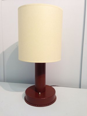 Large Red Leather Table Lamp 1940 For At Pamono Large Red Leather Table Lamp 1940