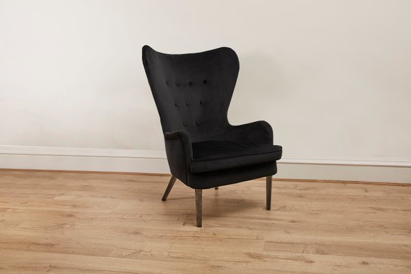 Vintage DA Armchair in Black Velvet by Ernest Race for Race Furniture 1940s for sale at Pamono