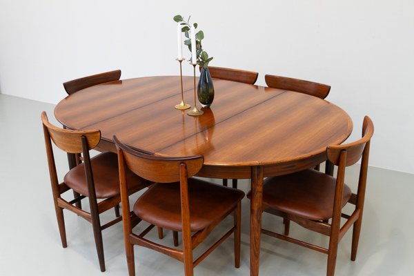Danish Modern Rosewood Dining Room Set by Skovby 1960s Set of 7