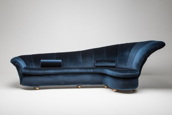 Blue Velvet Sofa 1970s Blue Velvet Sofa 1970s