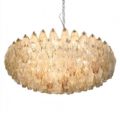 Mid Century Poliedri Murano Glass Chandelier by Carlo Scarpa, 1960s Mid Century Poliedri Murano Glass Chandelier by Carlo Scarpa, 1960s