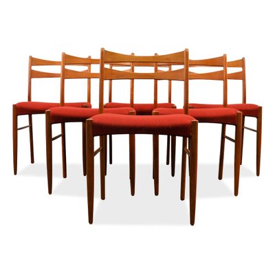 Vintage Danish Teak Dining Chairs In Wine Red Fabric Set Of 6 For Vintage Danish Teak Dining Chairs In Wine Red Fabric Set Of 6 1