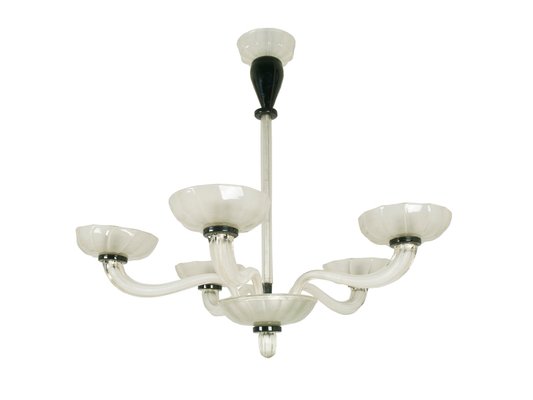 Five Light Murano Glass Chandelier 1940s