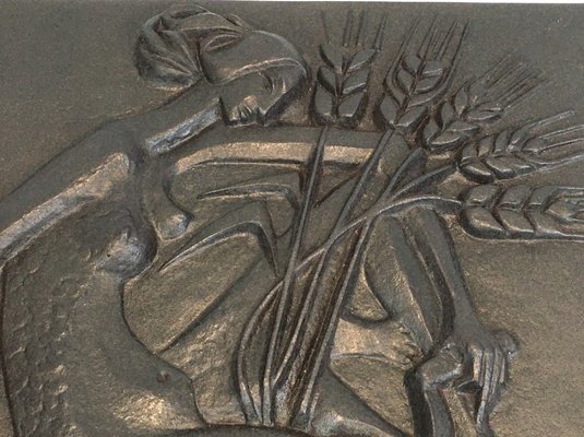 PLAQUE DE FOND de cheminée en fer de fonte XX siècle EUR 250,00