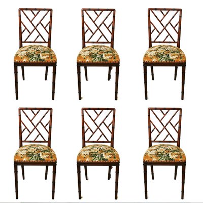 Hollywood Regency Style Faux Bamboo Chairs 1970s Set Of 6 For