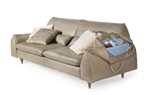 Eve Bag Sofa In Dove Grey Leather From, Leather Trend Sofa