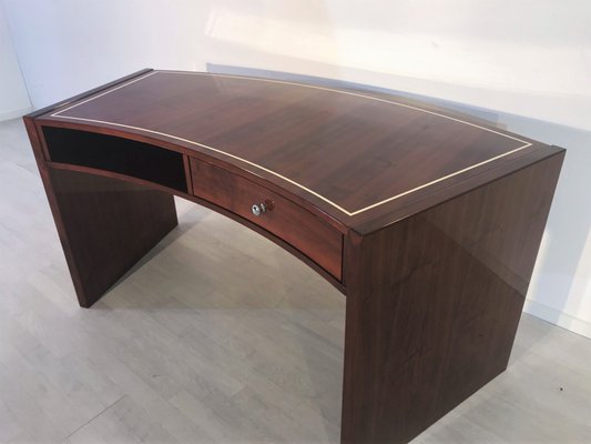 Vintage Macassar Veneered Curved Desk 1950s For Sale At Pamono