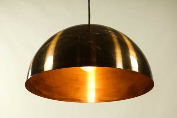 Vintage Brass Hemisphere Pendant Lamp 