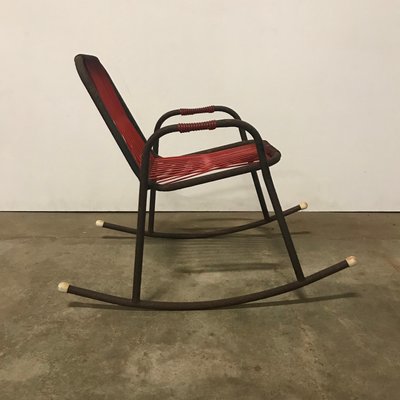 Metal Plastic and String Rocking Chair 1960s