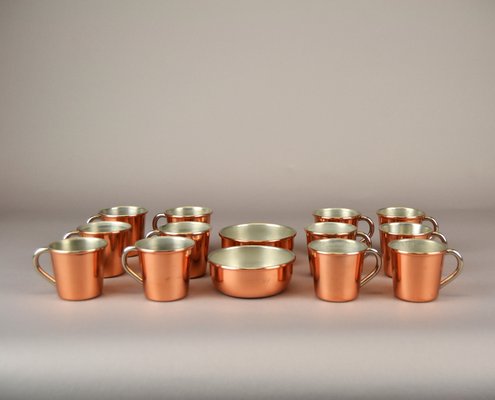Schwedische Tassen aus Kupfer von Dorre, 1970er, 14er Set bei Pamono kaufen