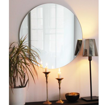 Small Silver Orbis Round Frameless Mirror By Alguacil Perkoff Silver Orbis Round Frameless Mirror