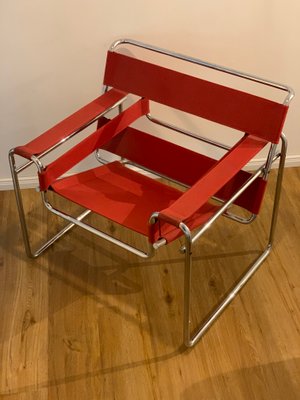 het doel Jolly kussen Wassily Armchair in Red Canvas by Marcel Breuer for Knoll International for  sale at Pamono