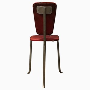 Vintage Red Leatherette Tripod Side Chair, 1960s
