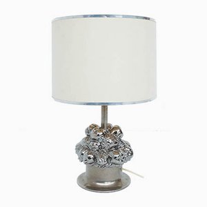 Lámpara de mesa de cerámica plateada con frutero