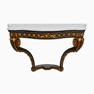 Antique Italian Console Table with Gilt & Ebonised Marble Top