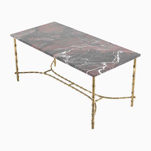 Brass and Marble Coffee Table from Maison Baguès, 1950s