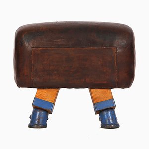 Cheval d'Arçons ou Tabouret Vintage en Cuir, 1930s