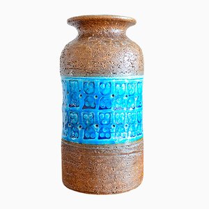 Blaue Rinary Keramikvase von Aldo Londi für Bitossi, 1960er