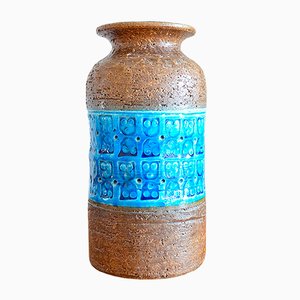 Vaso Rinary in ceramica blu di Aldo Londi per Bitossi, anni '60