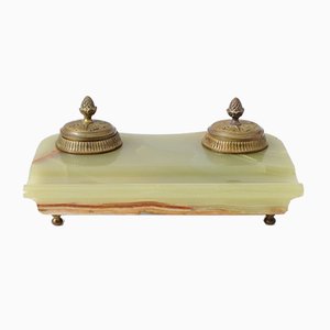 Antique French Ormolu and Green Onyx Desk Set