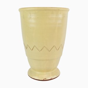 Ceramic Vase with Light Glaze and Simple Pattern, 1960s