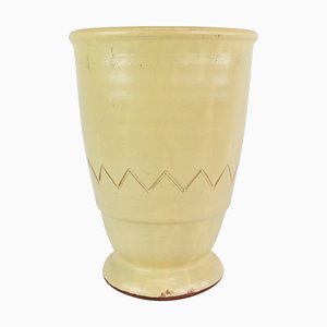 Vaso in ceramica smaltata chiara, anni '60