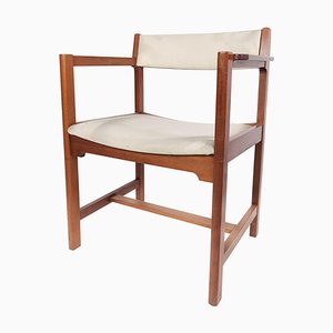 Danish Mahogany and Light Fabric Armchair from Søborg, 1960s