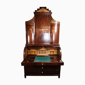 Large Empire Bureau in Mahogany with Inlaid Wood, 1820s