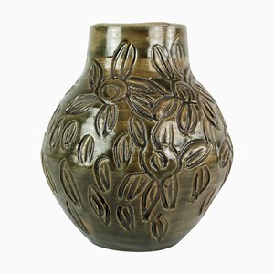 Vase en Céramique avec Vernis Foncé, Danemark, 1960s