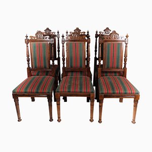 Oak Dining Room Chairs, 1920s, Set of 6