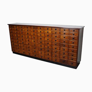 Large Oak German Industrial Apothecary Cabinet, Mid-20th Century