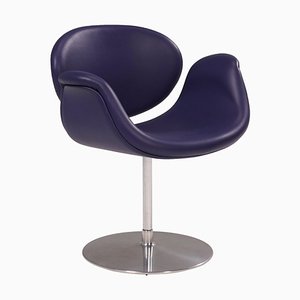 Little Tulip Purple Leather Swivel Chair by Pierre Paulin for Artifort, 1960s