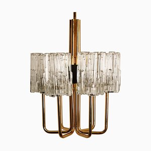 Brass and Blown Glass Chandelier by Hillebrand, 1960s