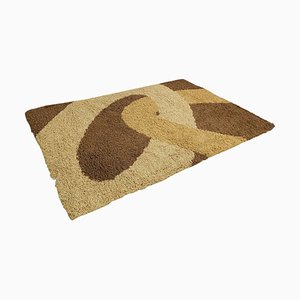 Tapis en Laine Marron et Beige, 1970s