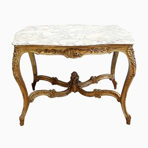 Mesa estilo Regency de mármol y madera dorada, finales del siglo XIX