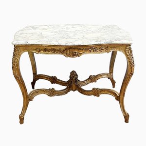 Regency Tisch aus Marmor & vergoldetem Holz, spätes 19. Jh