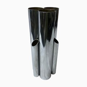 Italian Modernist Silver Plated Multi Vase in the Style of Giò Ponti, 1980s