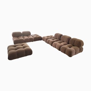 Modular Camaleonda Armchairs and Poufs in Brown Corduroy by Mario Bellini for C&B Italia, 1970s, Set of 8