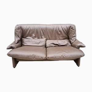 Chocolate Brown Leather 2-Seater Sofa by Vico Magistretti for Cassina