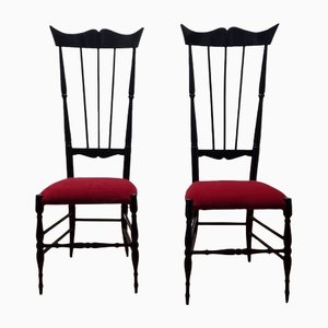 Vintage Chiavari Stühle mit hoher Rückenlehne, Italien, 1950er, 2er Set
