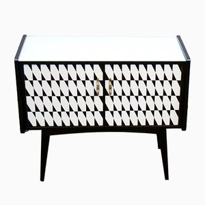 Black and White Cabinet with a Glass Top, 1950s