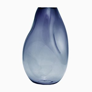 Vase XL Supernova IV Bleu Fumé Argenté par Simone Lueling pour Eloa