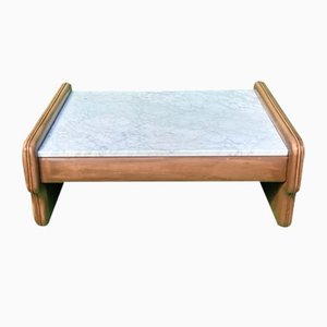 Table Basse en Cuir et Travertin de De Sede