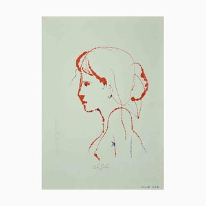 Leo Guida, retrato, dibujo original, 1970